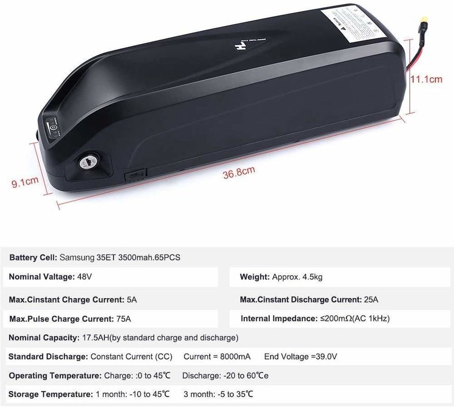 แบตเตอรี่ USB Ebike 36V 17ah 10s5p แบตเตอรี่ไอออนลิเดียม สําหรับจักรยานไฟฟ้า E Bike แบตเตอรี่เปลี่ยน