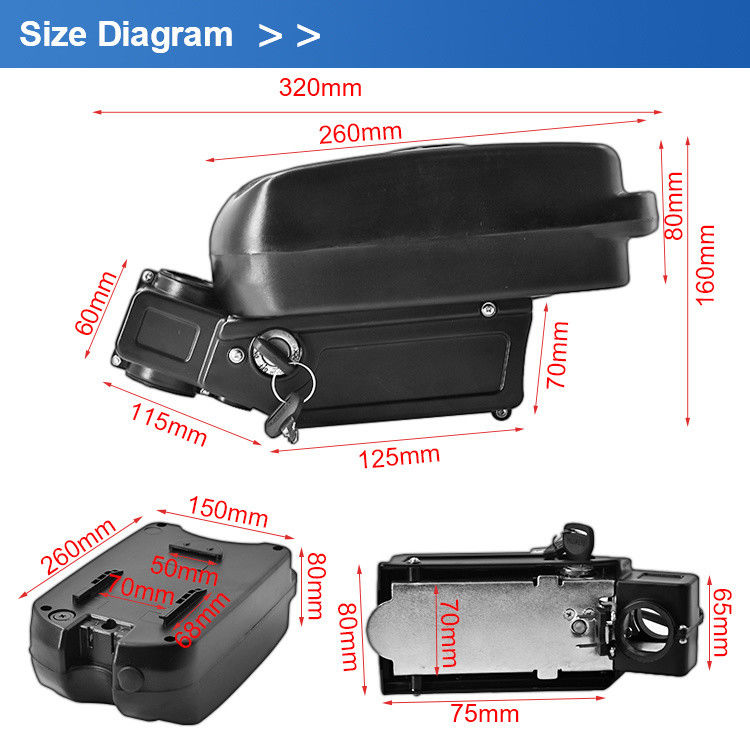 36V 10.4Ah 11.6Ah 18650 Little Frog E-Bike แบตเตอรี่พับเล็กสําหรับจักรยานยนต์ไฟฟ้า