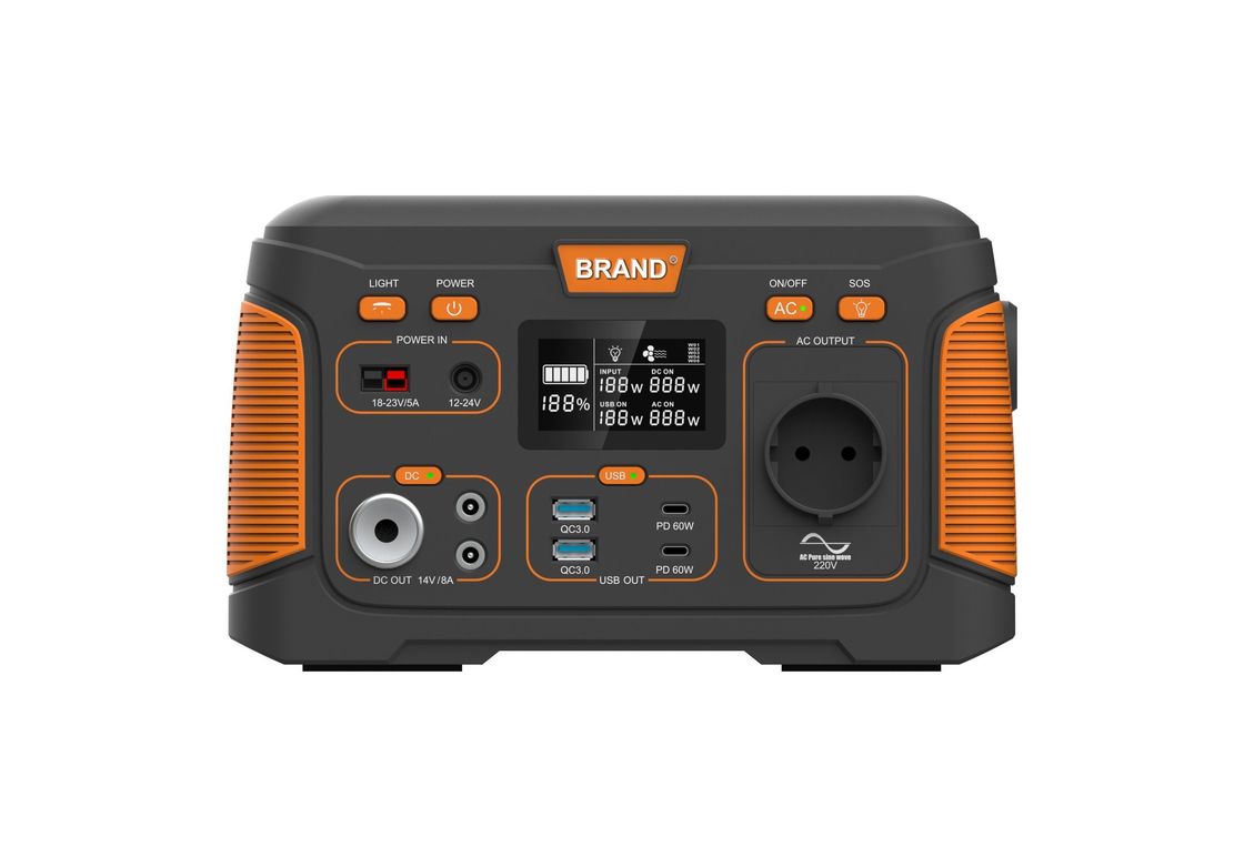 แคมป์กลางแจ้ง เครื่องผลิตพลังแสงอาทิตย์ 300W สถานไฟฟ้าพกพา 14.8V 20.8ah สถานไฟฟ้าหลากหลายฟังก์ชัน