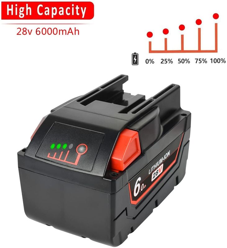 6000mAh แบตเตอรี่ลิตยูม 28 วอลต์ สําหรับมิลวอคกี้