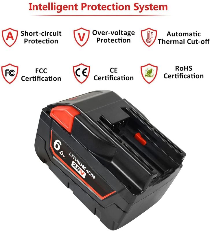 แบตเตอรี่ 28V 6000mAh รองรับกับ Milwaukee เครื่องมือไฟฟ้าไร้สาย รองรับการเปลี่ยน Milwaukee
