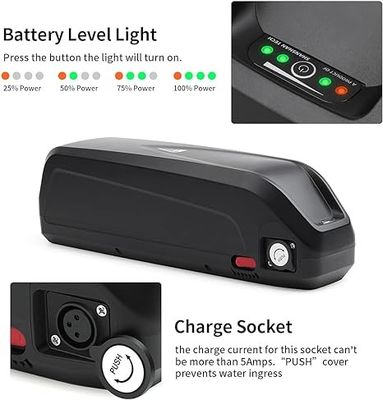 36V Ebike Hailong Downtube แบตเตอรี่ลิเดียมสําหรับจักรยานไฟฟ้า พร้อมชาร์จ USB